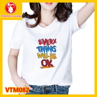 Monkey king VTAAE-W เสื้อยืดคอวีสำหรับผู้หญิงเสื้อยืดผู้หญิงลดราคา