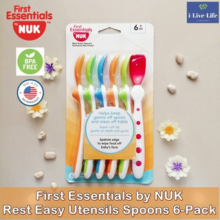 ช้อน สำหรับเด็กทารก อ่อนโยนต่อฟันและเหงือก First Essentials by NUK™ Rest Easy® Utensils Spoons 6-Pack