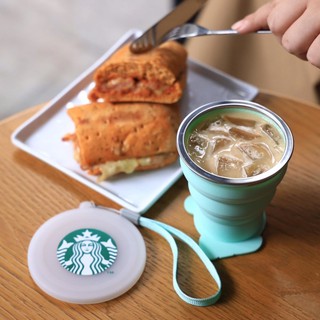 แก้วซิลิโคนพับได้รูปน้องหมี STARBUCKS สีเขียวพาสเทล 390บาท