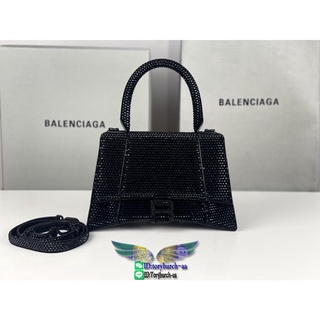 Balenciag glitter-detailed hourglass handbag underarm baguette crossbody shoulder saddle bag