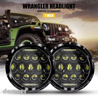 75W ไฟ Led H4 Hi-Lo Beam Drl 7 นิ้วสีดําสําหรับรถจักรยานยนต์ Harley-Davidson อุปกรณ์เสริมรถจักรยานยนต์ Jeep 4X4 24V