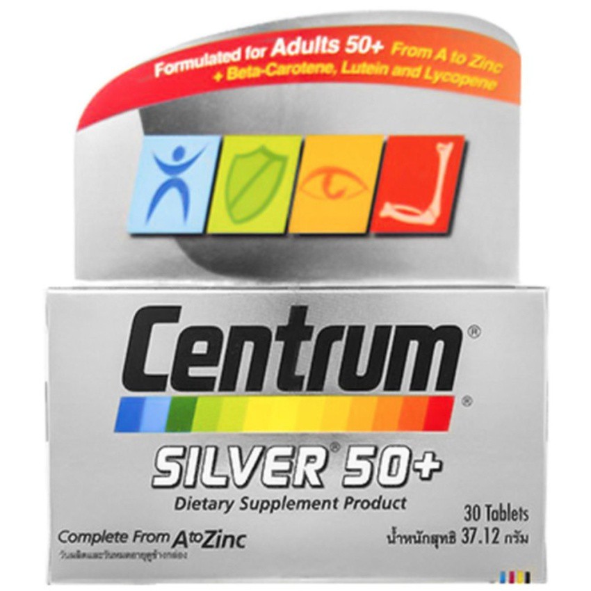 Centrum Silver 50+ A to Zinc [30 เม็ด - กล่องเงิน รุ่นใหม่]