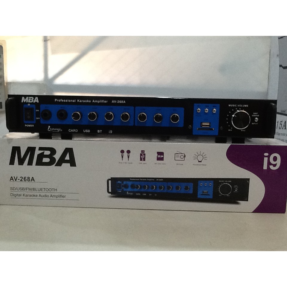 Power Amplifier เครื่องขยายเสียง MBA i9 AV-268A USB SD card Bluetooth FM Radio