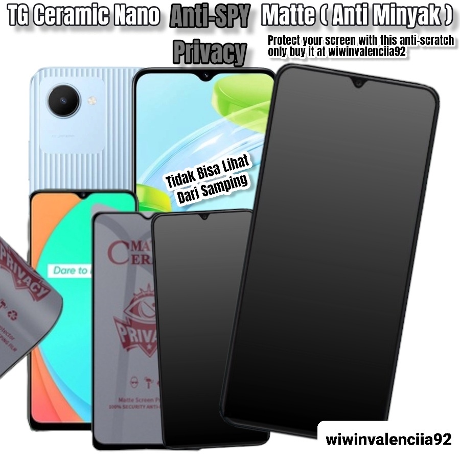 LAYAR Tempered Nano Anti SPY Matte Doff PRIVACY Realme Note 70 60X 50/C71/C75/C75X/C67/C53/C51/C55/C