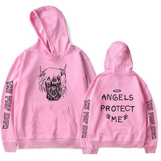 เสื้อกันหนาว มีฮู้ดดี้ ลดอายุ ลาย Lil Peep ANGELS PROTECT ME ของขวัญวาเลนไทน์ สําหรับผู้ชาย GT