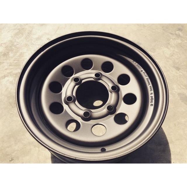 กะทะผ่า ขอบ 14" กว้าง 6.5" สี GUN METALIC 6 รู ISUZU NISSAN