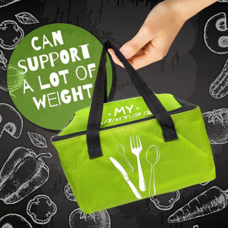 พร้อมส่ง My Lunch bag กระเป๋าเก็บอุหภูมิใส่กล่องข้าว มีสีเขียว ม่วง ฟ้า เทา