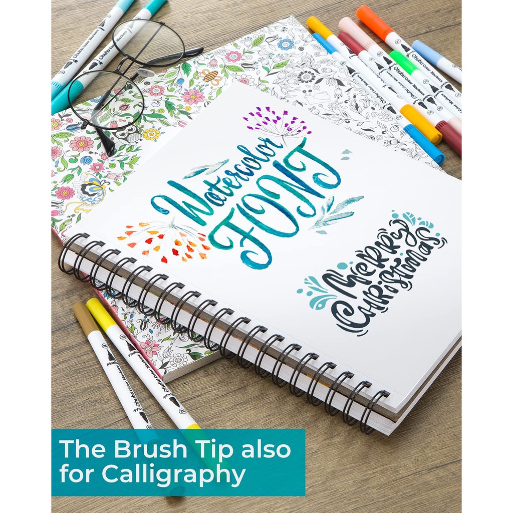 Ohu Water Based Dual Tips แปรงทาสี Fineliner ปากกามาร์กเกอร์สีการประดิษฐ์ตัวอักษรการวาดภาพ Sketching - รูปที่ 6
