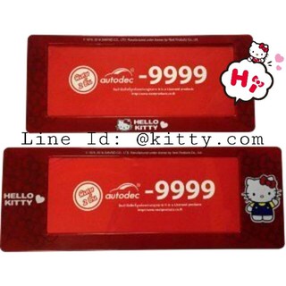 [KITT142 ลดสูงสุด80]ก​รอบป้ายทะเ​บียนรถยนต์​ กรอบป้า​ยทะเบียนรถ​กันน้ำ ลายคิตตี้ สีชมพู​-แดง