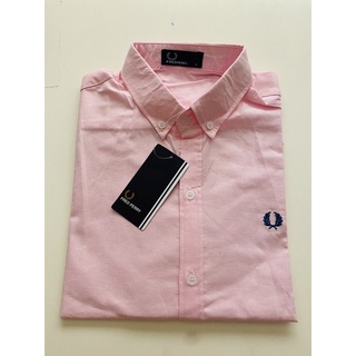 fredperryแขนยาวสีชมพูผ้า(oxford)สีไม่ตก