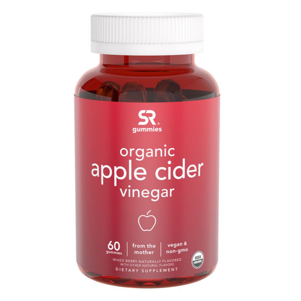 (พร้อมส่ง) Sports Research, Organic Apple Cider Vinegar with the Mother, Natural Apple , 60 Gummies