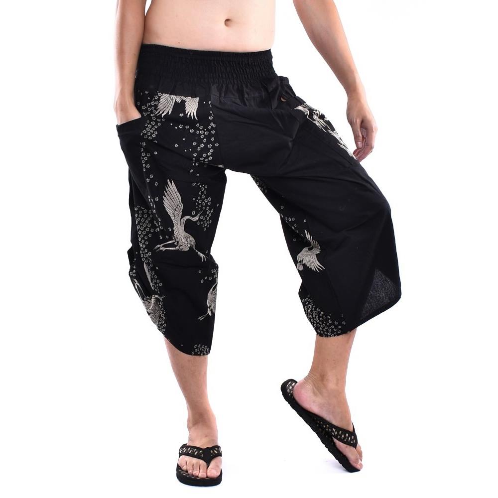 Samurai pants กางเกงซามูไร (ลายนกกระเรียง)