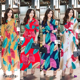 AK 12515 Maxi Dress เดรสเชิ้ตกระดุมผ่าหน้ายาวทั้งชุด