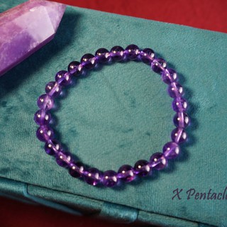 กำไลหินอเมทิสต์ (Amethyst) เม็ดขนาด 8 มิล เกรดสวย สีธรรมชาติ