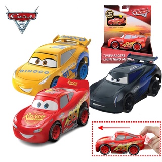 CARS DISNEY PIXAR ลิขสิทธิ์แท้ มีลานแบบกดเพื่อให้รถวิ่ง ล้อยาง รายละเอียดเหมือนจริง รถของเล่น Lightning McQueen GL