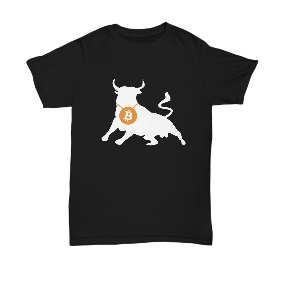 เสื้อยืด Bitcoin Bull การลงทุนตลาดฟรี Cryptocurrency Btc Tee