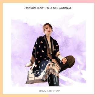 POP2104 [PREMIUM SCARF] ผ้าพันคอ ผ้าคลุมไหล่ สไตล์ยุโรป feels like cashmere ผ้าพันคอแบรนด์