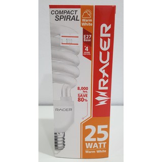 หลอดทอร์นาโด หลอดประหยัดไฟ หลอดคอมแพค 25W RACER (Warm White)