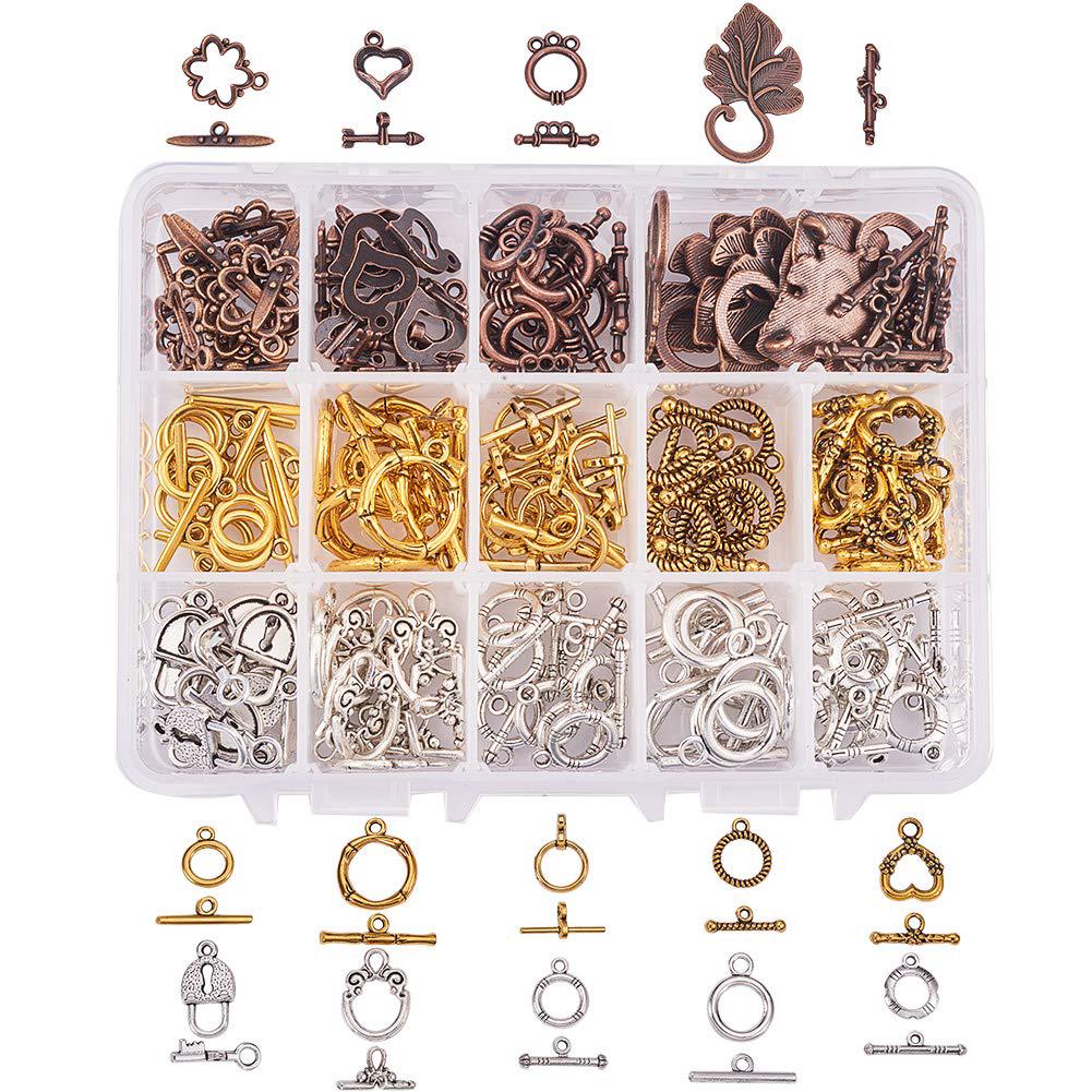 112sets 14 Style Tibetan Style Alloy Toggle T-Bar Clasps Findings Jewelry Making