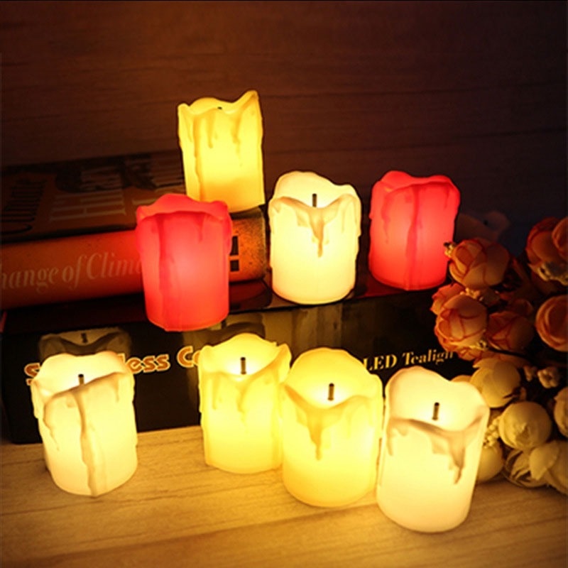 1PC LED Electronic Flameless Candle Light Battery Powered Black Core Simulation Candles For Christmas Wedding Party Decor