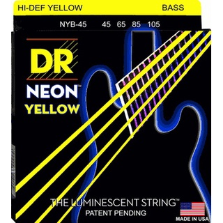 สายเบสเคลือบกันสนิมชนิดเรืองแสง DR Hi-Def Neon Yellow K3 Coated Bass Guitar Strings