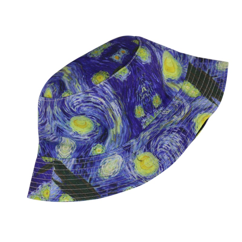 Van Gogh The Starry Night หมวกบักเก็ต กันแดด เข้ากับทุกการแต่งกาย สไตล์ชาวประมง แฟชั่นสําหรับผู้ชาย และผู้หญิง