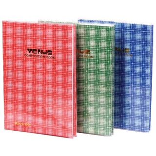 สมุดปกแข็งลายสก๊อต (100 แผ่น/เล่ม) คละสี Venus 5/100 Plaid hardcover book (100 sheets / book) mixed color Venus 5/100