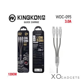 WK WDC-095 kingkong 3in1 สายชาร์ตจปริง 3หัว 3.0A สายชาร์จ ชาร์ท สายชาร์จ3หัว สายชาร์จสปริง (รับประกัน1ปี)