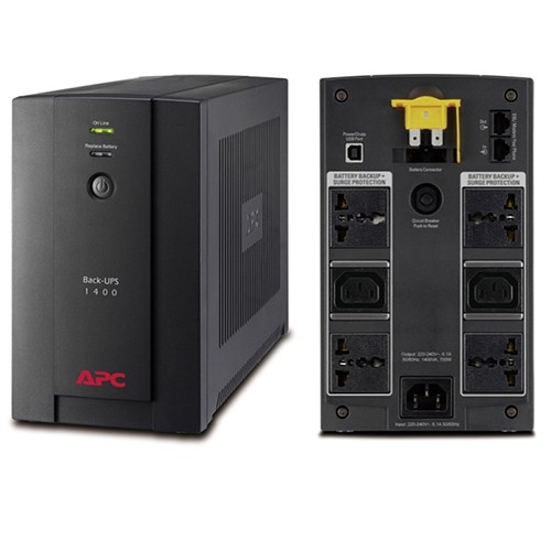 APC Back-UPS 1400VA, 700W, 230V, AVR, Universal and IEC Sockets (BX1400U-MS)