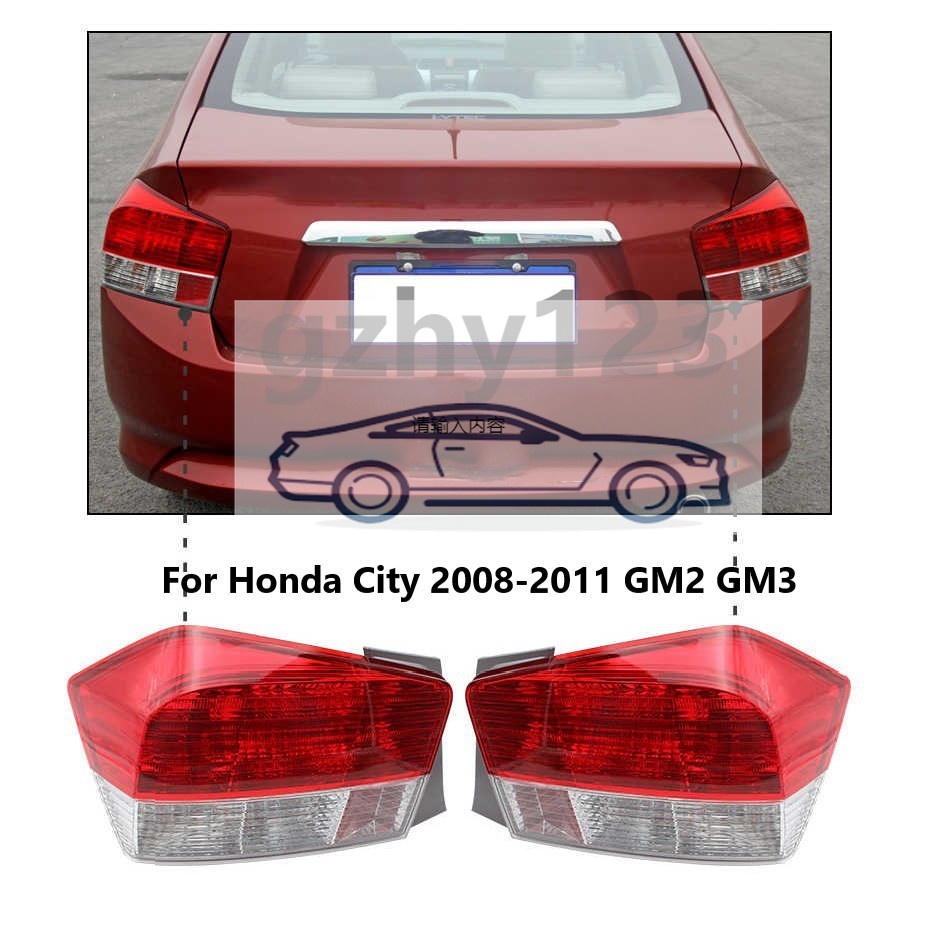 ไฟท้ายสําหรับHonda City 2008 2009 2010 2011 GM2 GM3 ไฟท้ายประกอบรถเปลี่ยนสัญญาณโคมไฟอัตโนมัติด้านหลังเบรคคําเตือนกันชน
