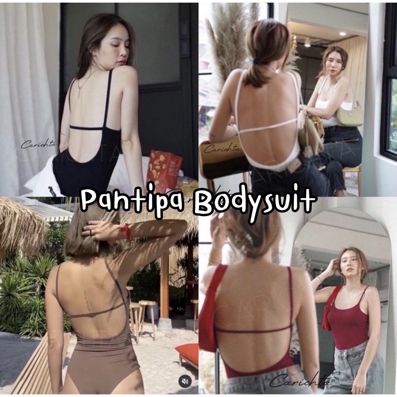 carichta 🌴 Pantipa bodysuit บอดี้สูท บอดี้สูทเว้าหลัง เย็บ 2ชั้น เปิดหลัง สายเดี่ยว สายคาดหลัง เสื้อ