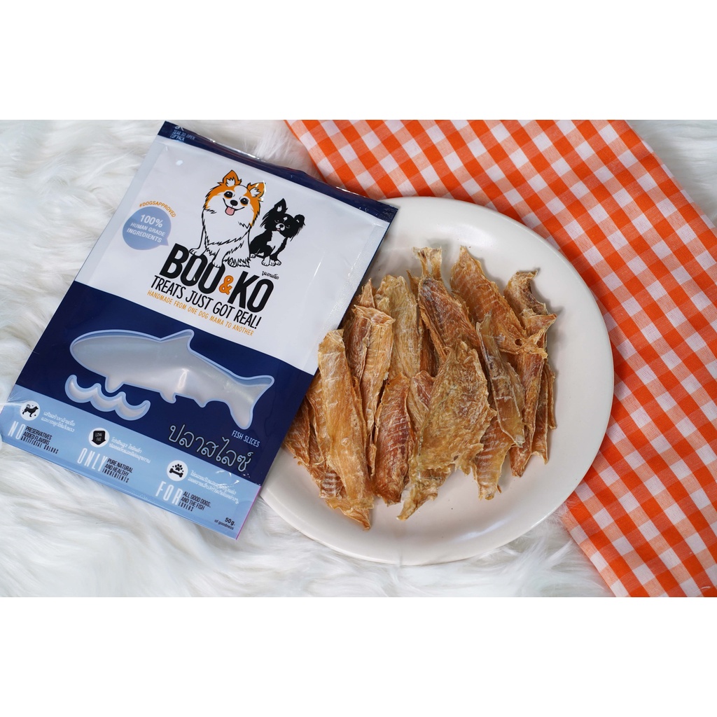 BOO&KO ขนมสุนัข เนื้อปลาอบแห้ง 50 กรัม [6ถุง] - รูปที่ 2