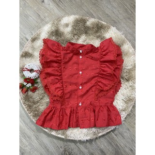 เสื้อลูกไม้เด็กระบายลูกไม้ด้านข้าง สำหรับใส่ไปโรงเรียน(เฉพาะ…