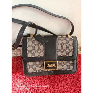 coach alie shoulder bag in signature jacguard with snake skin detail4615