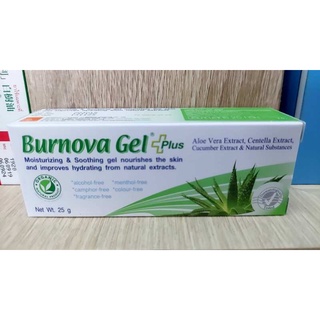 Burnova Gel Plus เจลว่านหางจระเข้ ฟื้นฟูผิวที่อ่อนแอ ให้เนียนนุ่ม ชุ่มชื้น กล่องสีเขียว ขนาด 25 กรัม