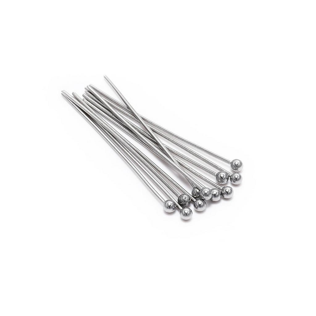 เข็มบอลสแตนเลส หลายขนาด สำหรับทำเครื่องประดับ DIY บรรจุภัณฑ์ 100 ชิ้น