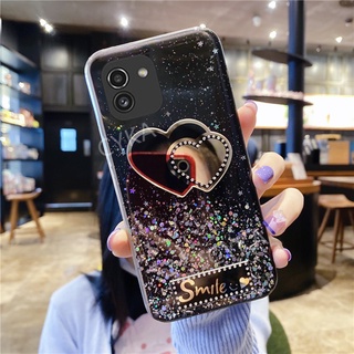 Transparent เคสโทรศัพท์ Samsung Galaxy A03 เคส SamsungA03 2022 Gradient Sequins Crystal Glitter Star Soft TPU Cover