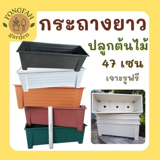 กระถางรางยาว 5 สี ขนาด 47 x 15 เซน. เนื้อดี เจาะรูให้ฟรี กระถางรางยาว กระถางรางหมู กระถางยาว กระถางพลาสติก  กระถางต้นไม้