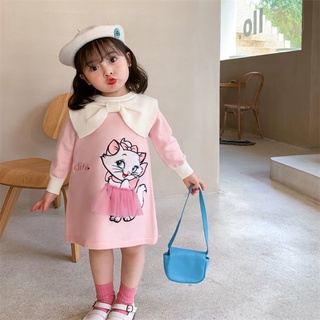 👧👗ชุดเด็กผู้หญิง 2022 ฤดูใบไม้ร่วงและฤดูหนาวใหม่สีชมพู Mary catgirl ชุดเจ้าหญิงตาข่ายเด็ก