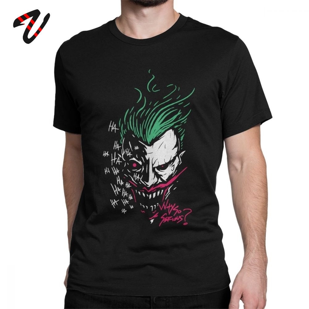 เสื้อคู่วินเทจ เสื้อยืดผู้ชายผ้าฝ้าย 100% The Dark Knight Joker Tshirt ทําไมเสื้อยืดตัวร้ายยุค 80 ที่จริงจังของ Bat Man