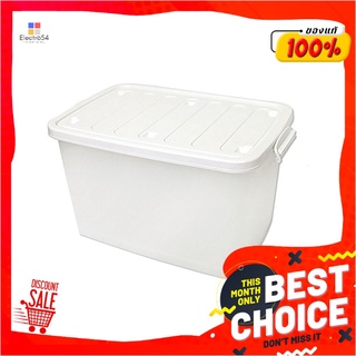 กล่องล้อเลื่อนพลาสติก เกรด A ความจุ 100 ลิตร สีใสStorage Box With Wheel 100L. #Clear Color