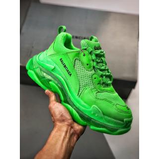 original balenciaga triple s รองเท้าผ้าใบลําลองสําหรับผู้ชายผู้หญิงสีเขียว