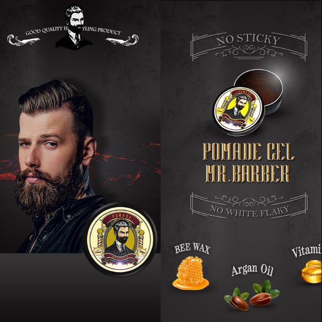 Mr.Barber​ Pomade Pomade เกรดพรีเมี่ยม​ วัตถุดิบหลักนำเข้าจากแคนนาดา สูตร water based