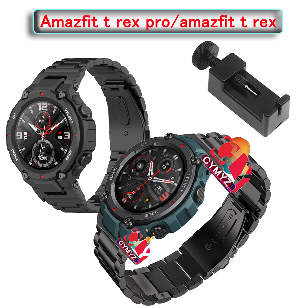 สาย amazfit t rex pro สายรัด สายโลหะ สเตนเลส สำหรับ huami amazfit t rex นาฬิกาอัฉริยะ สาย amazfit t 