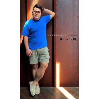 เสื้อยืด  คอกลม ไซส์ใหญ่ สีพื้น สีฟ้า ( Interlock )2XL - 5XL (52”-64”)