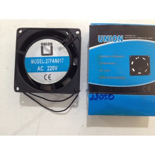 UNION 27FAN017 80x80x25 mm. Cooling fanพัดลมดูดดอากาศ ระบายอากาศ ใช้ไฟบ้าน ไฟฟ้ากระแสสลับ 220V AC 0.1Amp