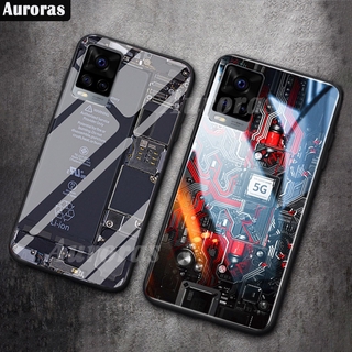 Auroras เคสโทรศัพท์มือถือกระจก ลายกราฟฟิก กันรอย สําหรับ Vivo V20 Pro V20 SE Y12s Y20s Y12A Y31 V17 V19