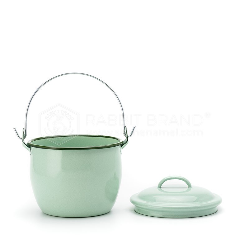 หม้อเคลือบ หม้อหูหิ้ว หม้ออวย เคลือบอินาเมล หลากสี ตรากระต่าย ขนาด12cm - รูปที่ 2