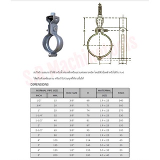 ไพพ์แฮงเกอร์ Pipe Hanger อุปกรณ์แขวนท่อ 1/2”-6”