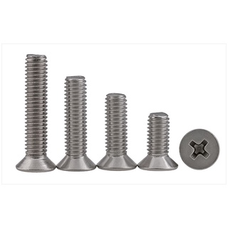 (20-50 ชิ้นพอดี) M3 M3.5 304 สแตนเลสสกรูหัว Countersunk สกรู Spikes GB819 ข้ามสล็อตเครื่องสกรูฟันสกรูหัวแบนสกรู